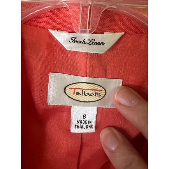 Talbots Jacket Womens Size 8 Coral Blazer 3button Notched Lapel Linen Classic - Picture 3 of 9